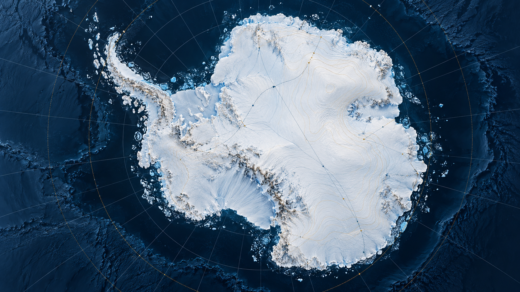 Long-wing remote survey aircraft flying over Antarctica