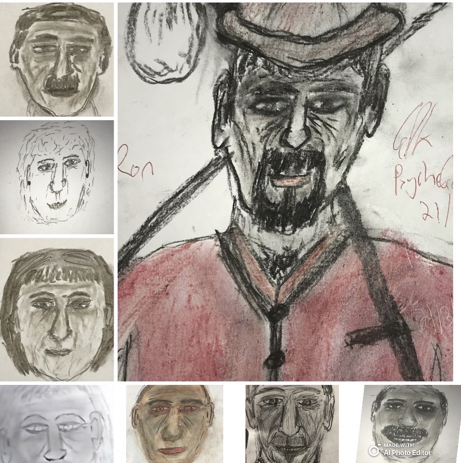 Collage of spirit portraits drawn by PsychicGavin